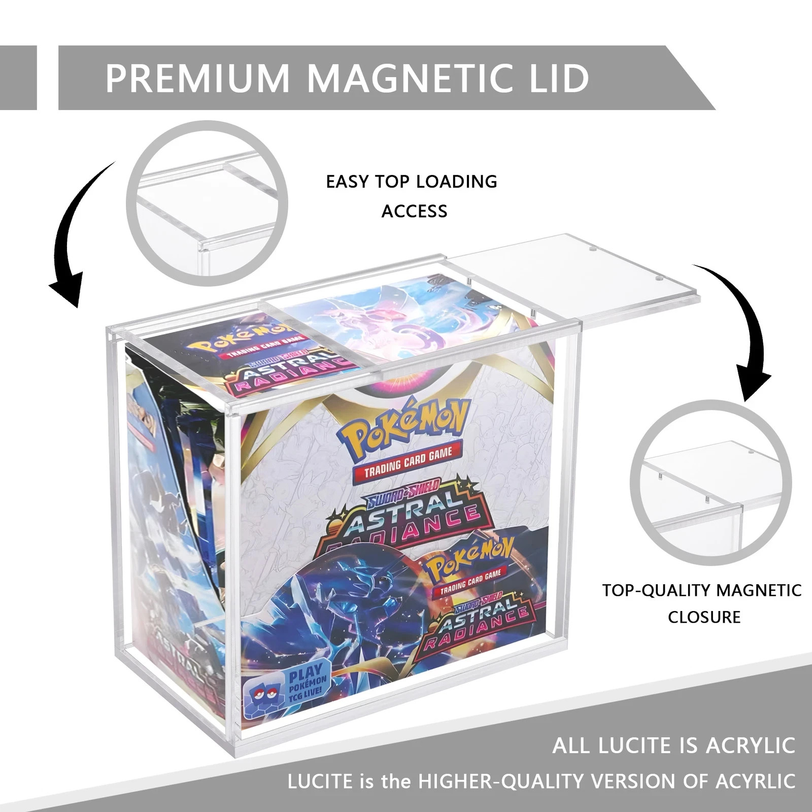 Pokemon Magnetic Booster Box Acrylic Case Not include Booster Box Not Fit ETB!!!