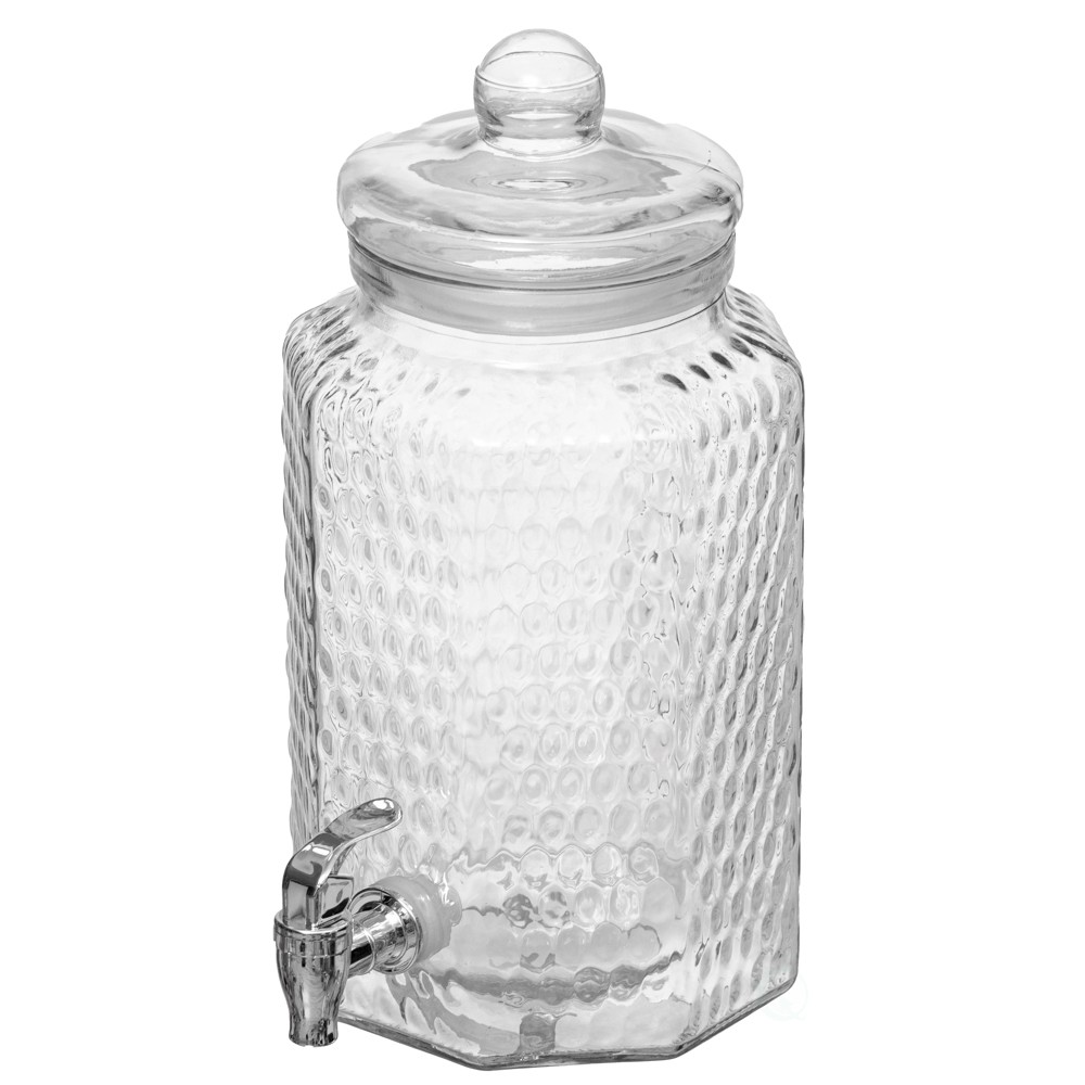 3-Piece Glass Drink Dispenser Set with Metal Stand & Stainless Steel Spigot