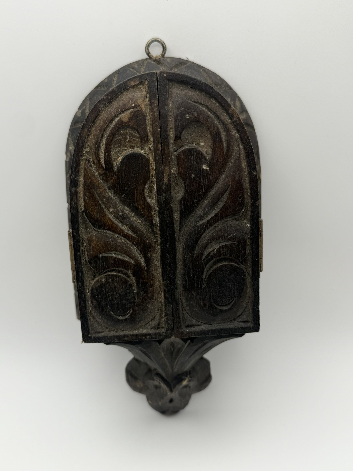 Antique 1800's Wooden Mexican 'Retablo' Religious Hanging