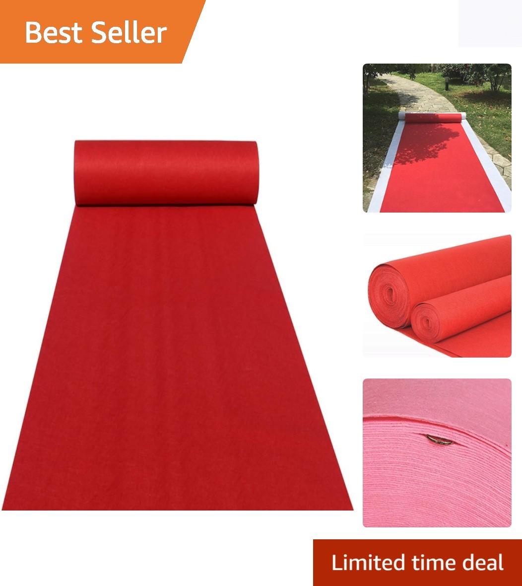 Versatile 24'' x 15' Indoor/Outdoor Red Aisle Runner for Special Occasions