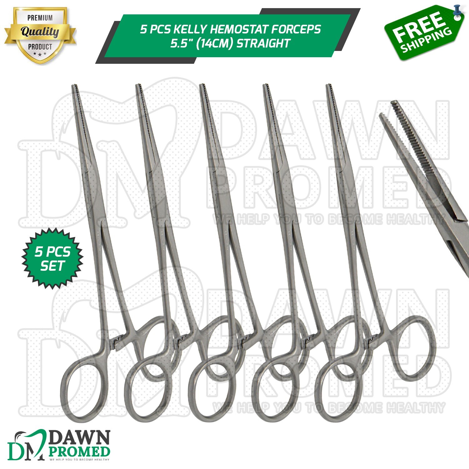 5 Pcs Kelly Hemostat Forceps 5.5" Straight Locking Clamp Fishing Plier German Gr