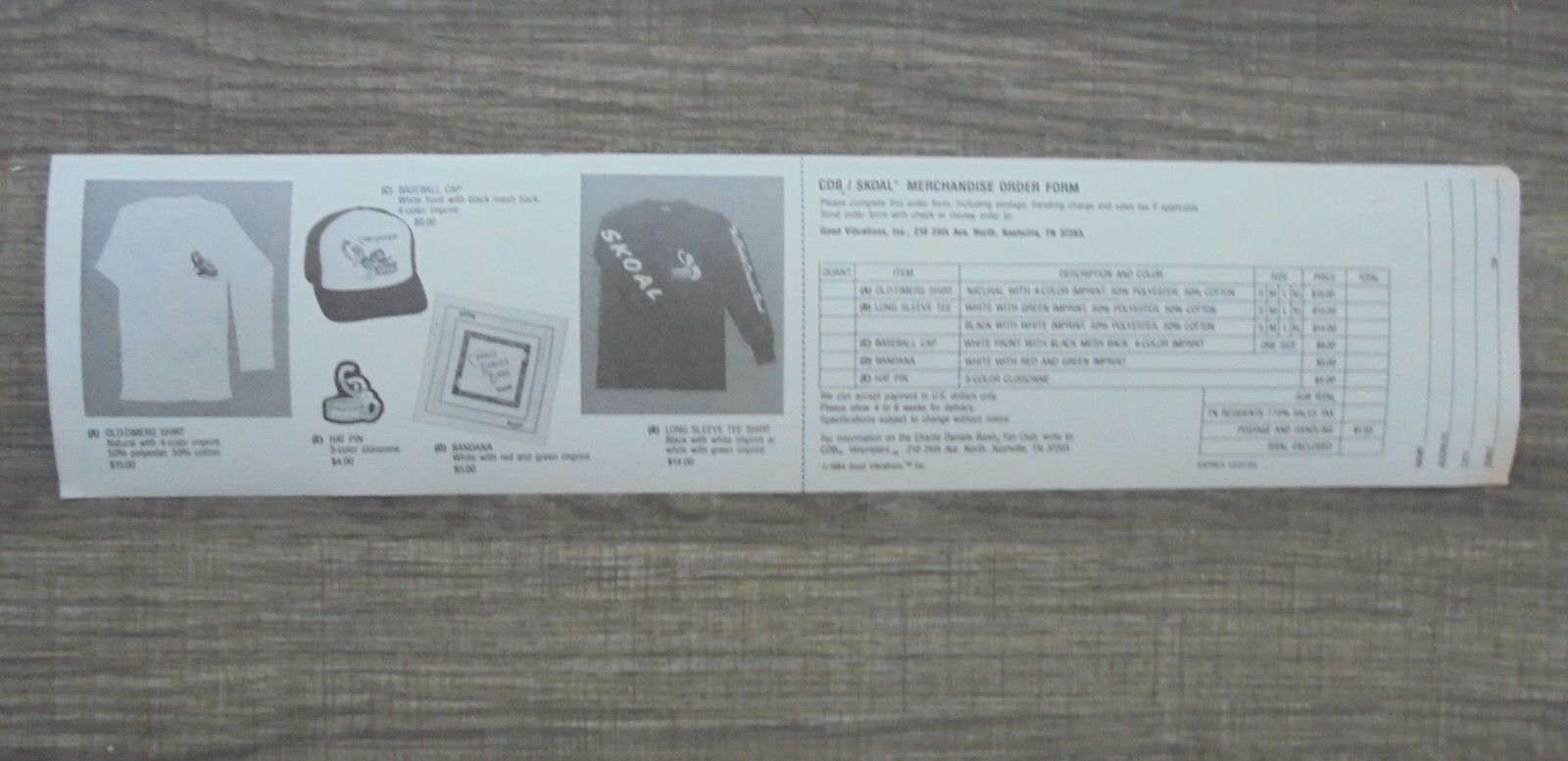 VINTAGE 1984 SKOAL "THE CHARLIE DANIELS BAND" BUMPER STICKER MINT/NEW/UNUSED