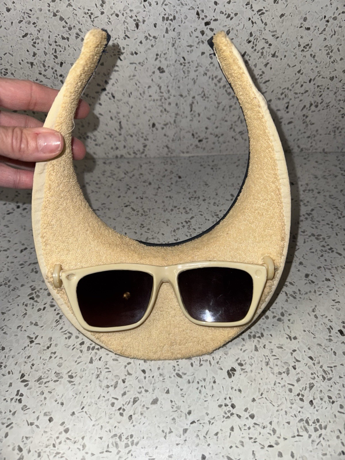 Vintage Cadillac Head Visor Hat with Attached Cadillac Sunglasses