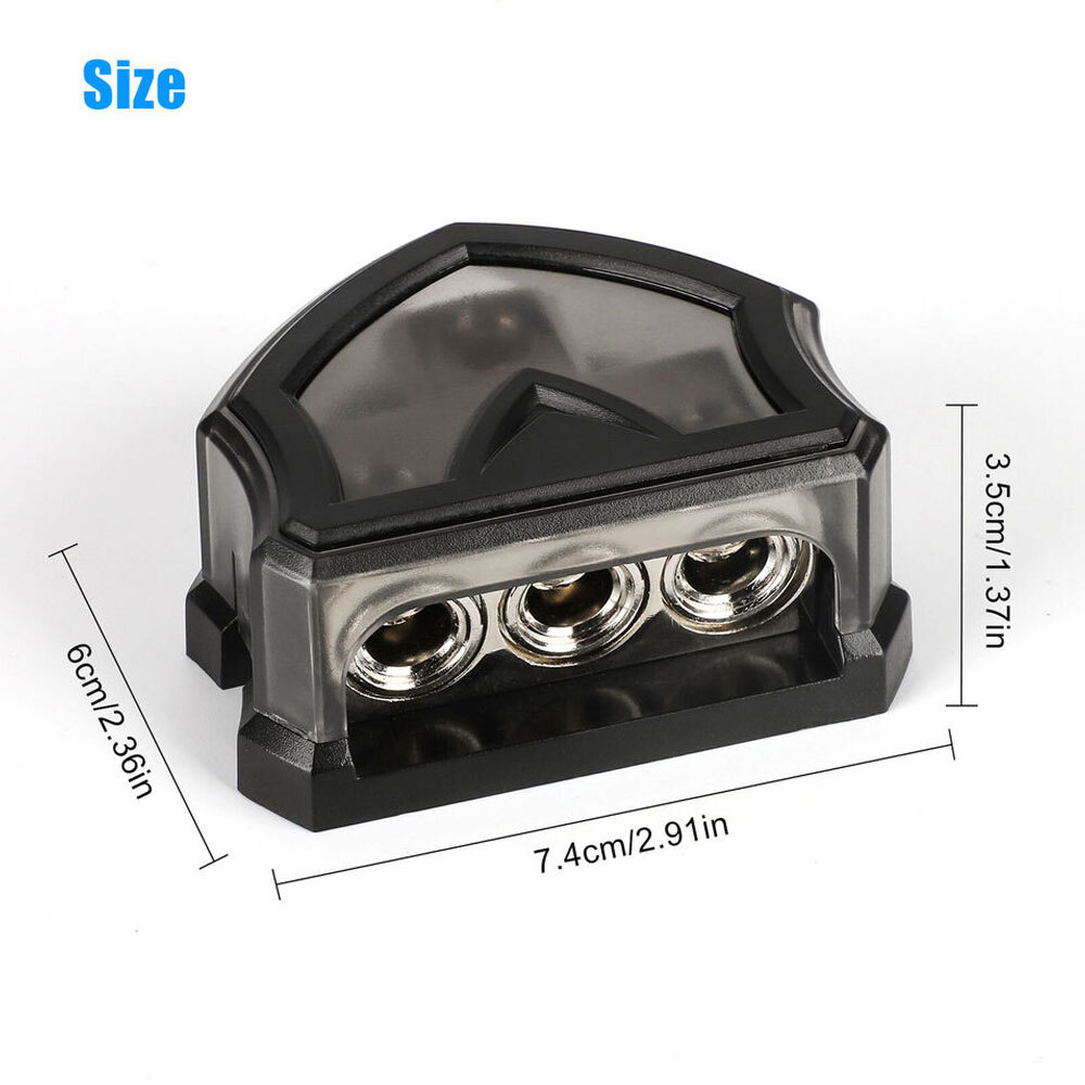 2PCS Car Audio Splitter Amp Power 0 Gauge In 3 Gauge Out Distribution Block