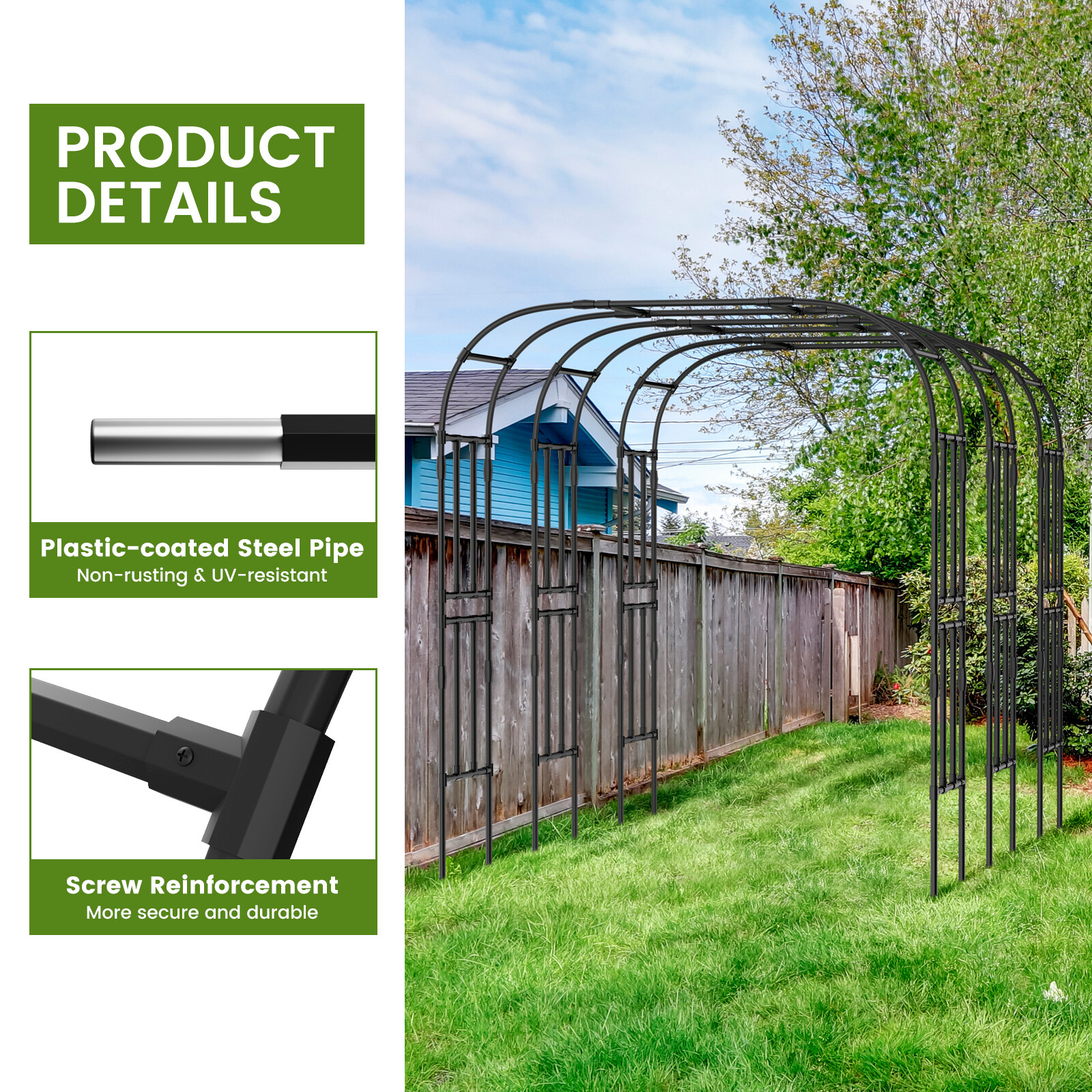 NAIZEA Garden Arch Trellis 87"H x 79" L Garden Arch Arbor Trellis Plant Climbing