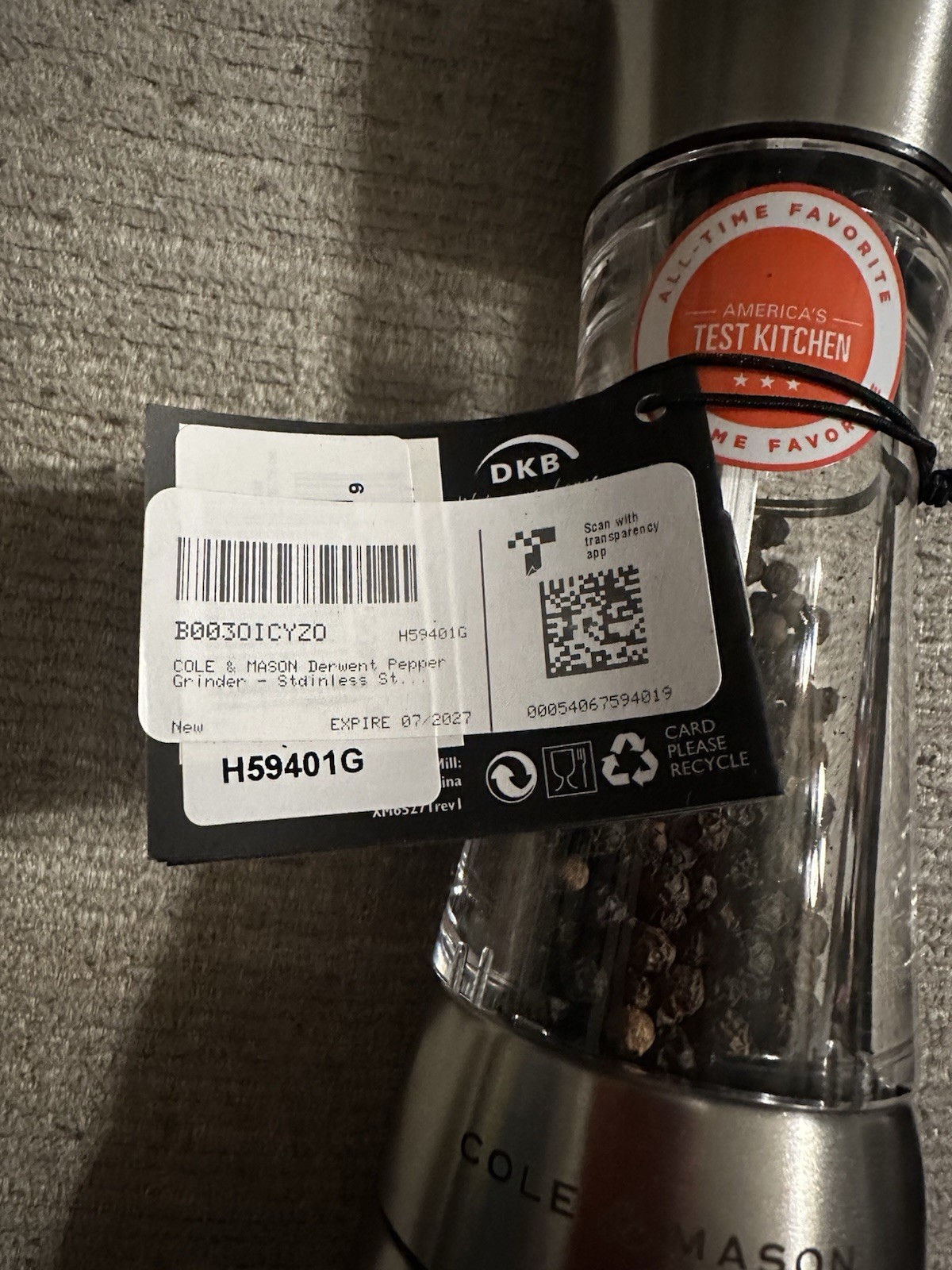 Cole & Mason Derwent Stainless Steel Pepper Mill Refillable Pepper Grinder