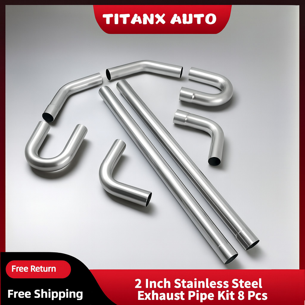 2.0" Stainless Exhaust Pipe Kit 8PCS Tubing Mandrel Bend Straight U 90° Custom