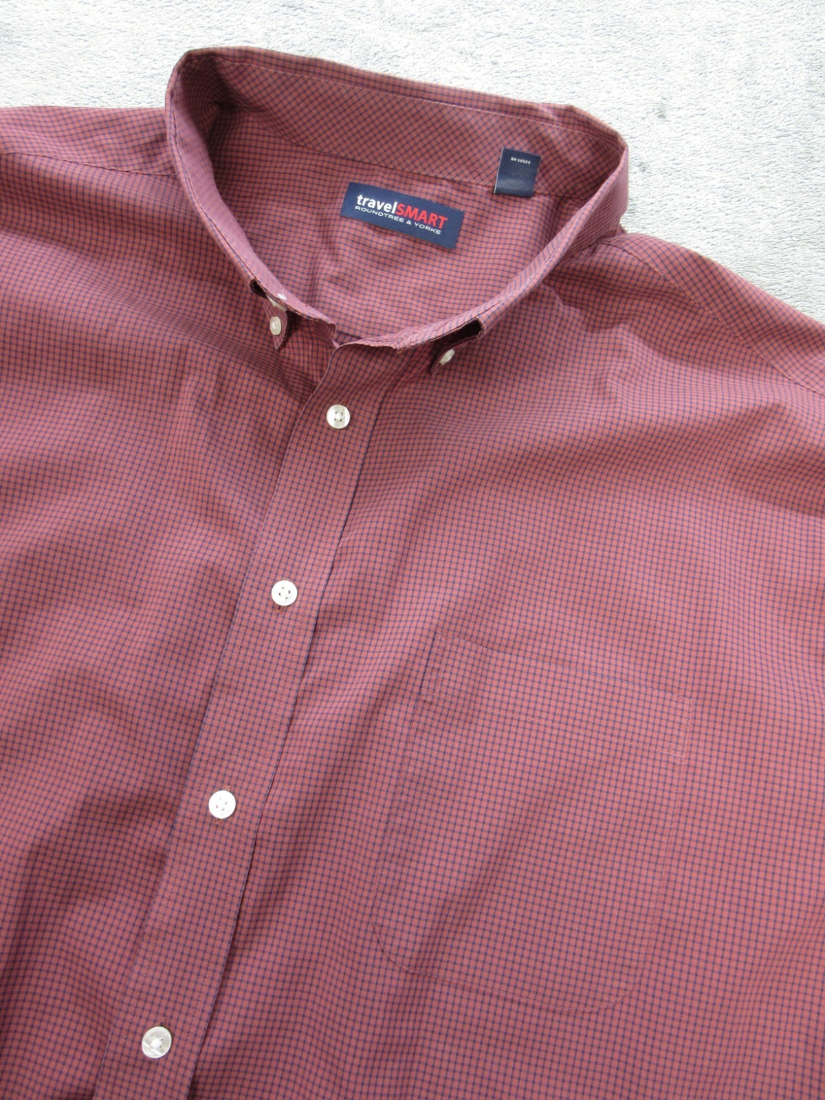 Roundtree & Yorke TravelSmart Shirt Mens Sz. 3XB Large Buttoned Down Check Red