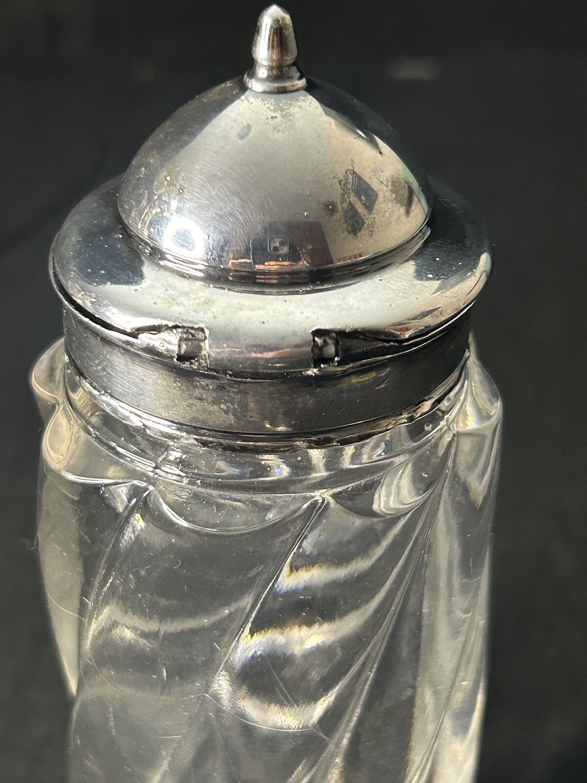 RARE Antique Manganese Glass Cruet Set Meriden Quadruple Plate Caddy c1900 READ