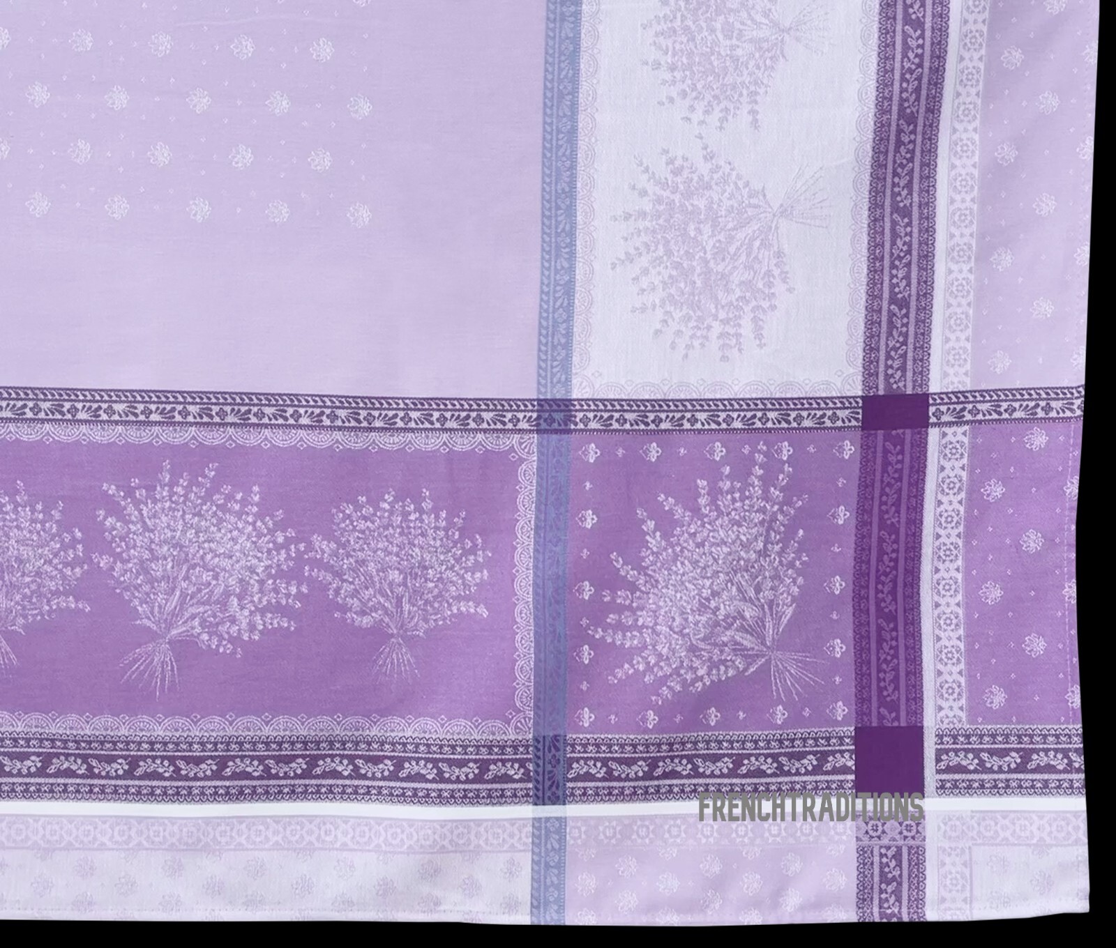 French Provencal Jacquard Woven Coated Tablecloth Lavender 63X63 Made in France