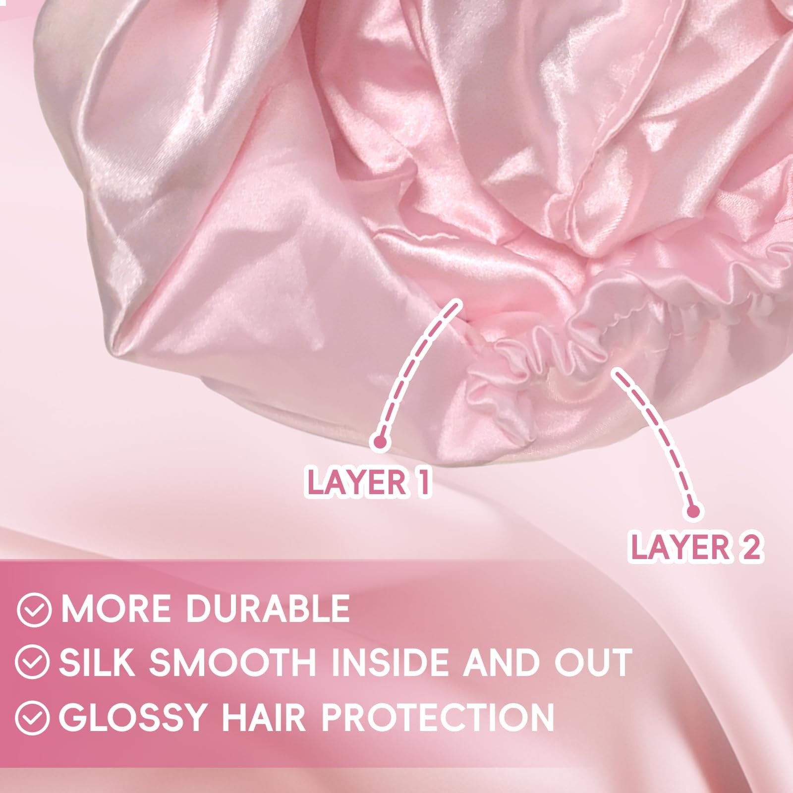 Fistmta 22 Momme 100% Mulberry Silk Bonnet for Sleeping Women, Large, Pink