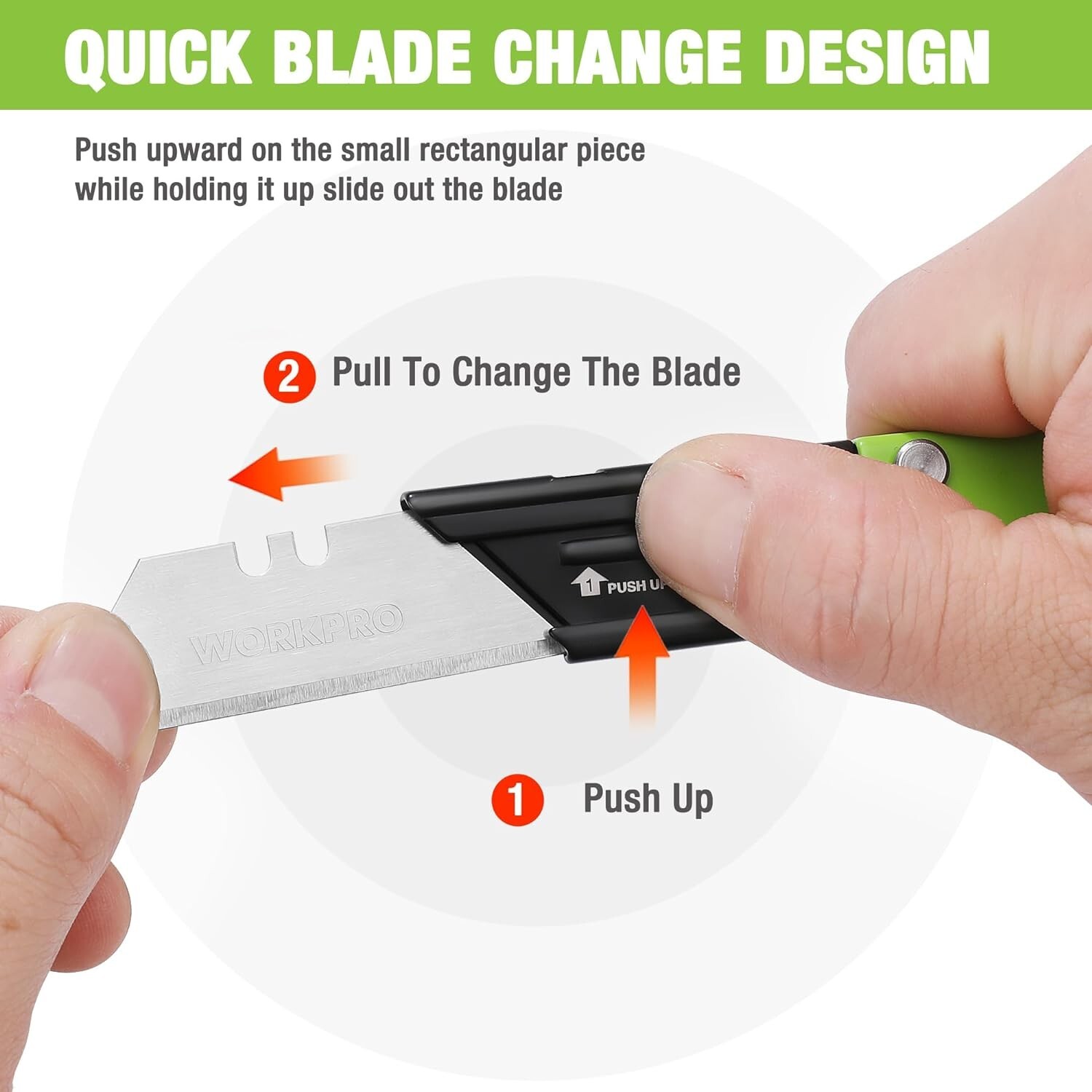 WORKPRO 3-Pack Folding Utility Knife Set Quick Change Blade Box Cutter EDC Knife