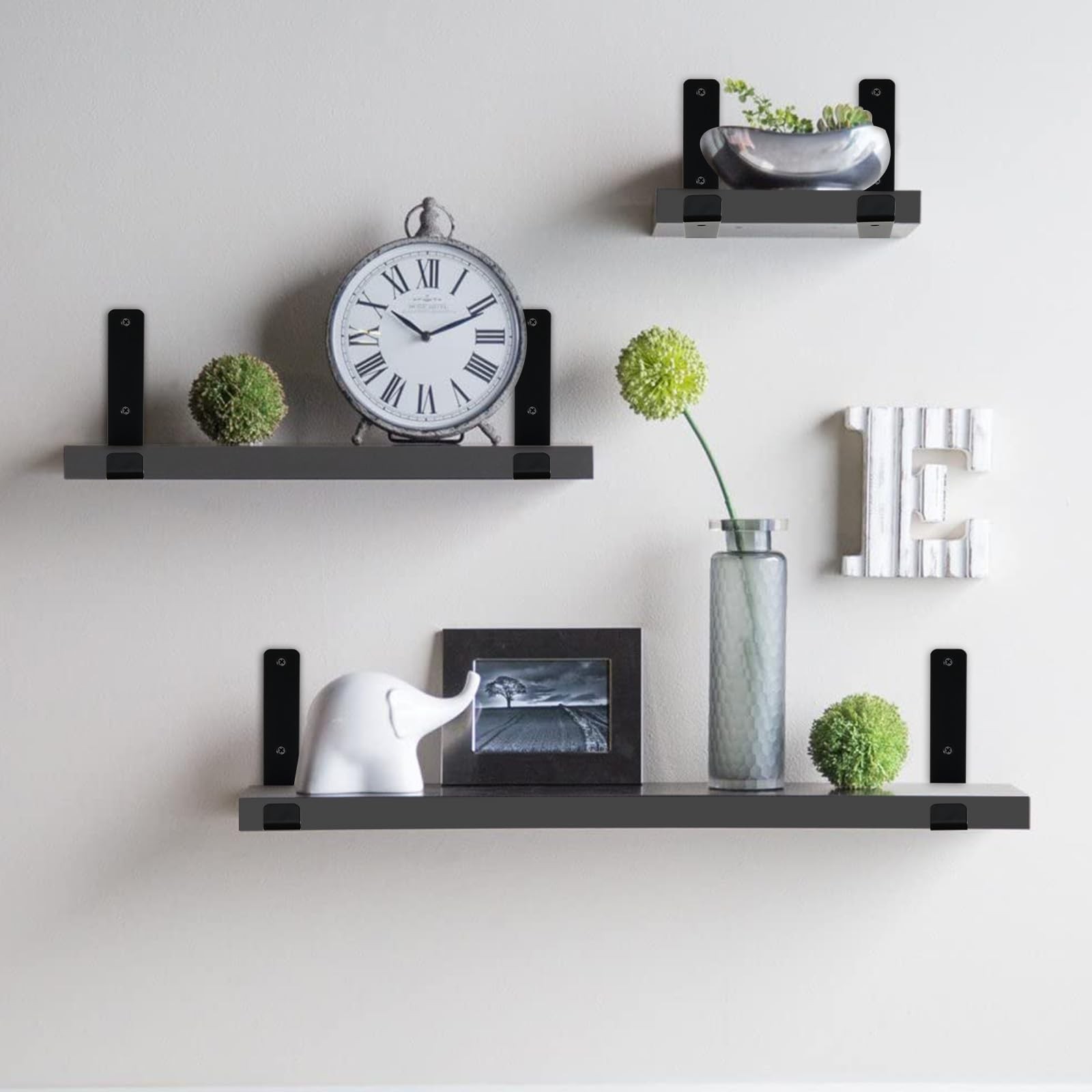 4 Pack Rustic Farmhouse Shelf Brackets 9.25in Iron Floating Shelf Support