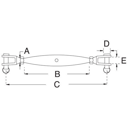 T316 Stainless Steel Jaw/Jaw Closed Body Turnbuckle, 3/8"