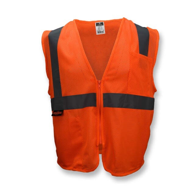 Radians 2 Pockets Orange Mesh High Visibility Safety Vest, ANSI/ ISEA 107-2015