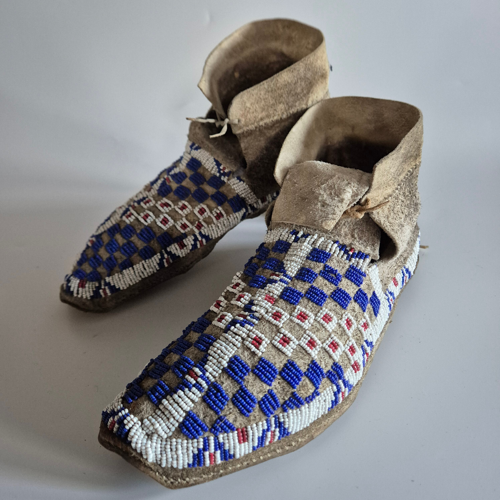 Antique Sioux or Cheyenne/Arapaho Beaded Moccasins from circa the 1870s-1880s.