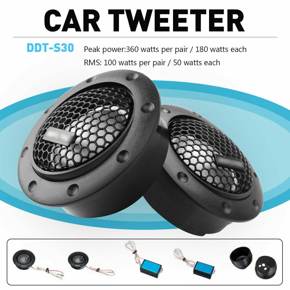Pair Alpine DDT-S30 360W 2.5CM 1" Soft Dome Balanced Car Audio Speakers Tweeters