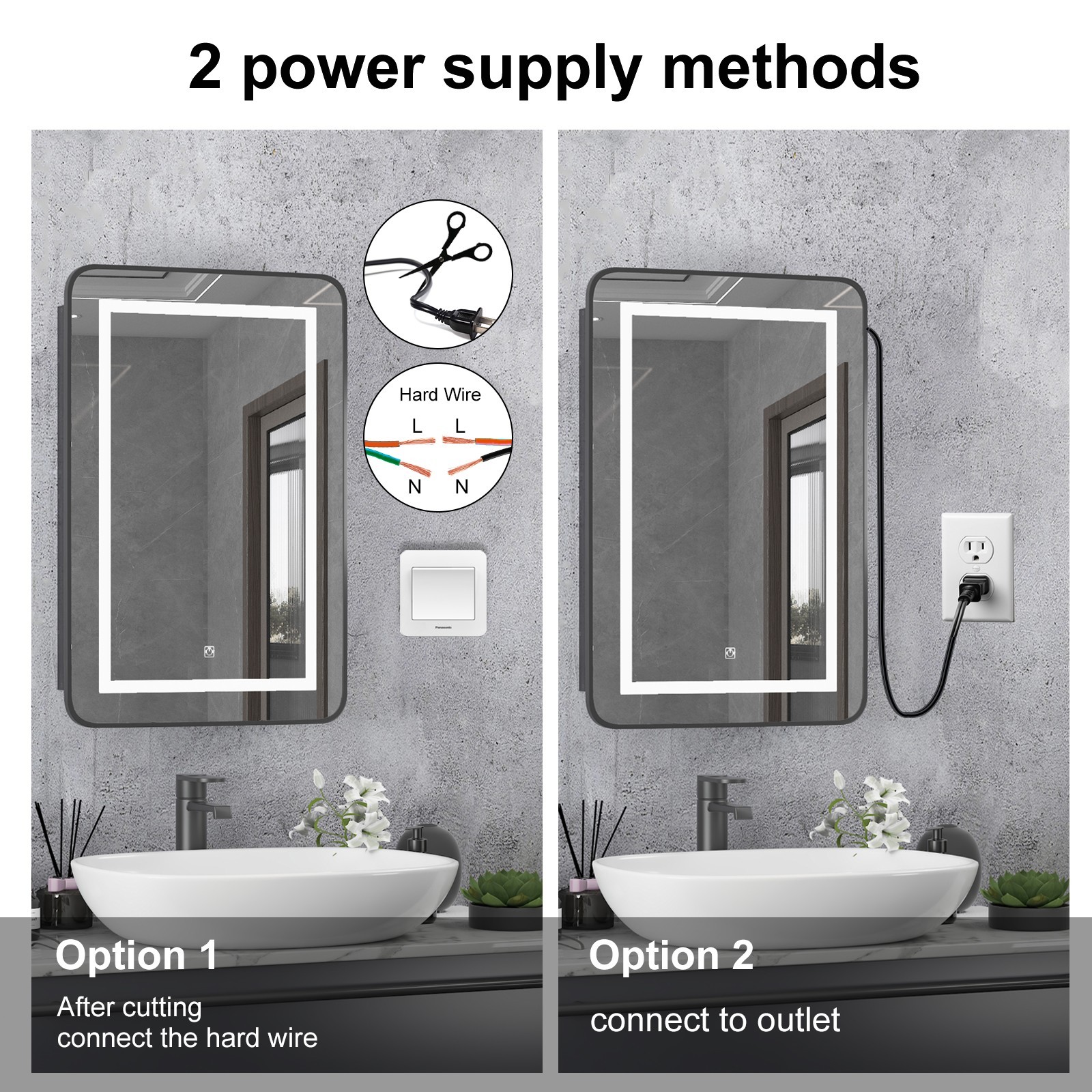 Bathroom Lighted Medicine Cabinet Recessed 3-Color LED Medicine Cabinet Mirror