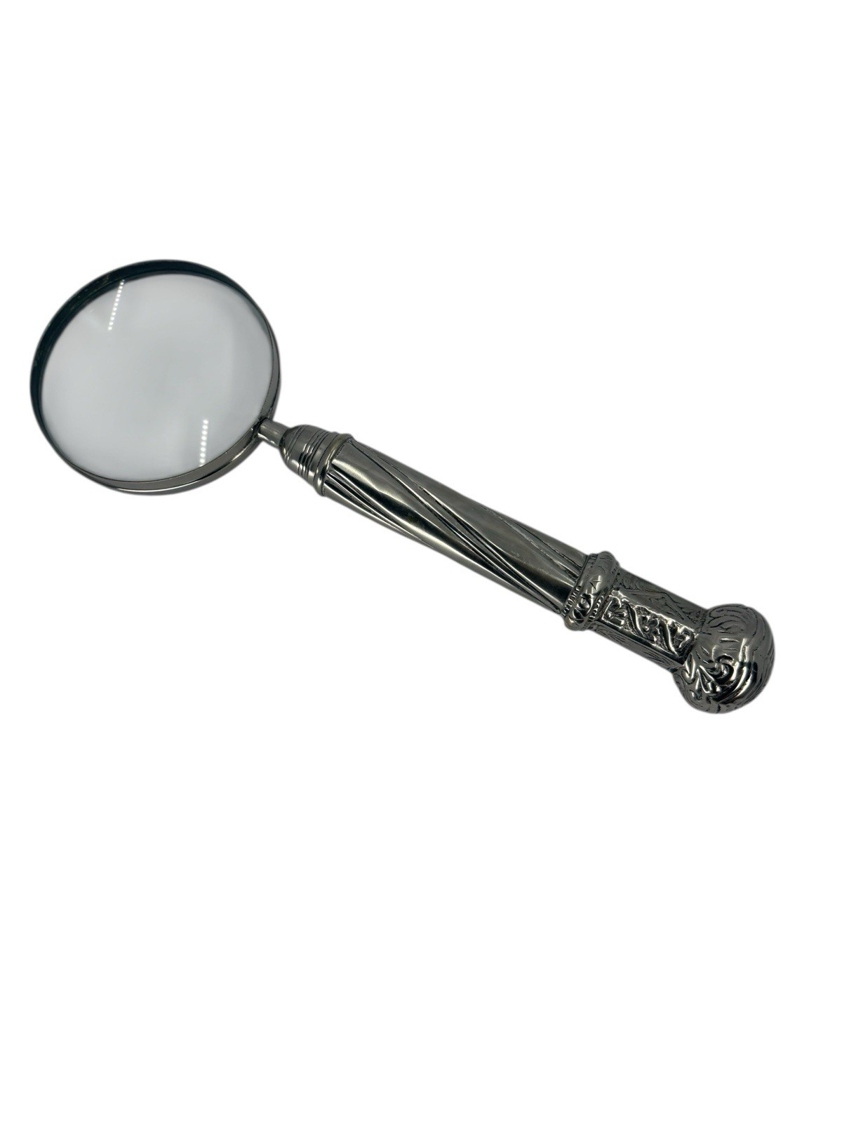 Large Antique Victorian Edwardian Silver Plated Magnifying Glass 12” Long