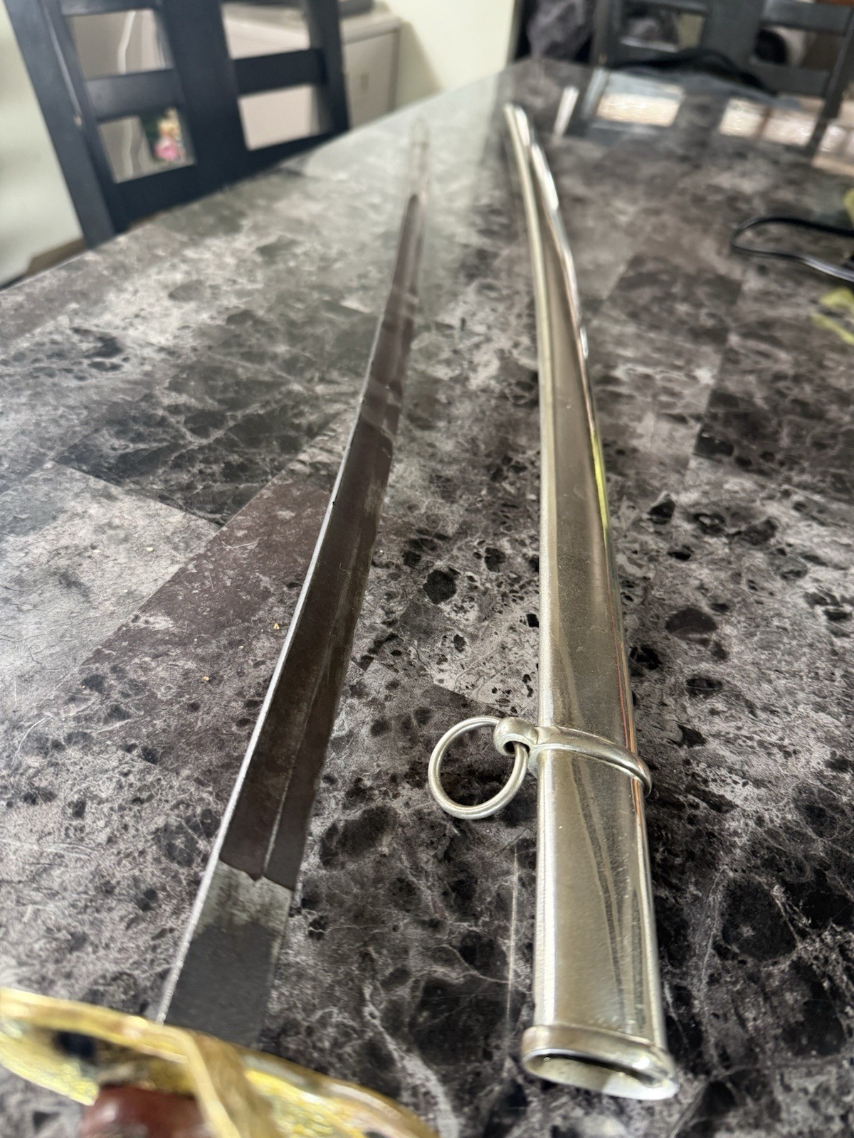 Model 1872 Springfield US Officer Sword Brass Guard with Nickel Scabbard