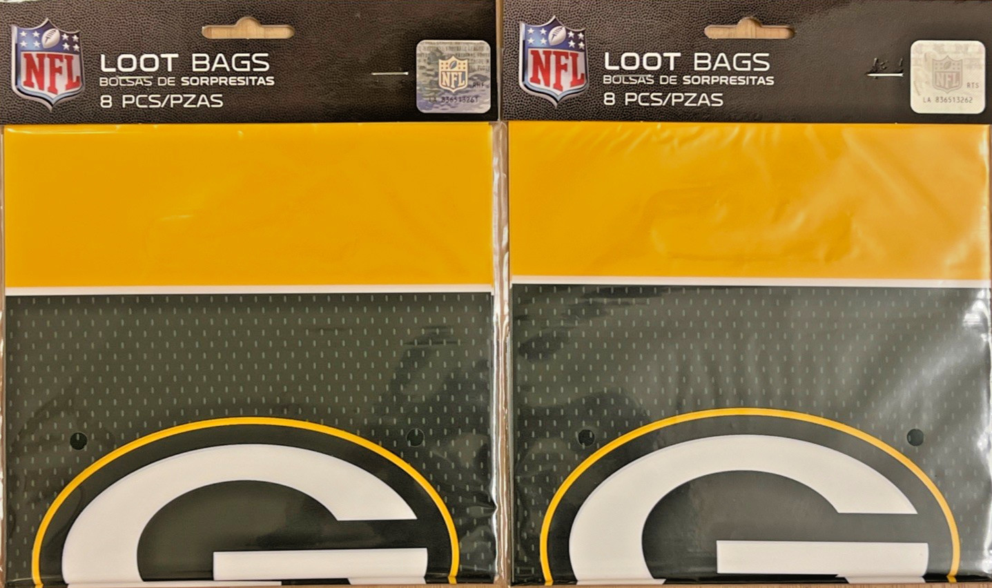 Green Bay Packers Football Sports Banquet Party Favor Snacks Loot Bags LOT of 2