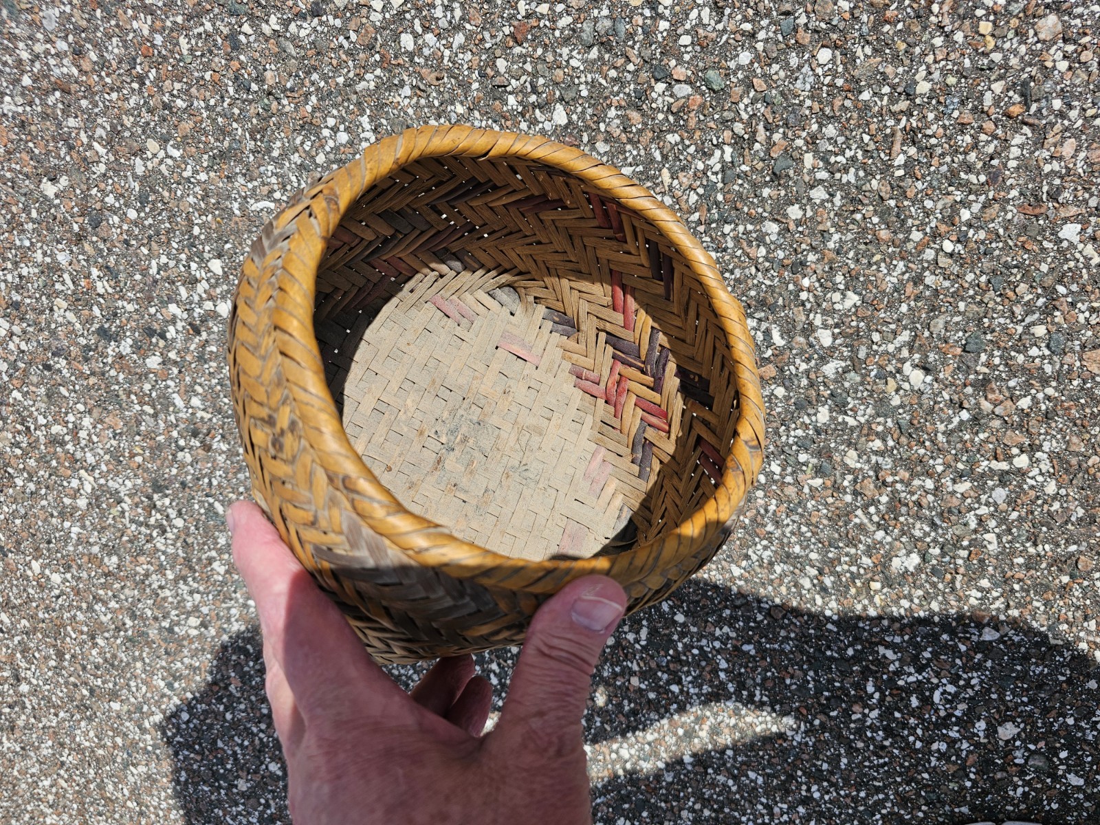 Chaoctaw basket hand woven twill river cane 8x5.5 Native American