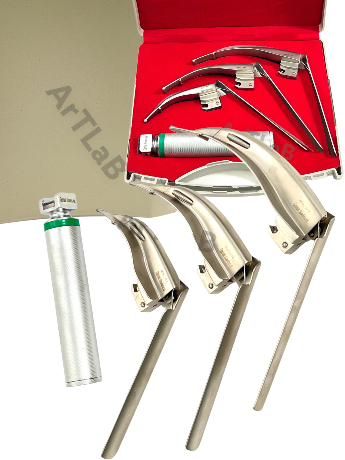 Premium McCoy Flexi-Tip Fiberoptic LED Laryngoscope Set Blades and Medium Handle