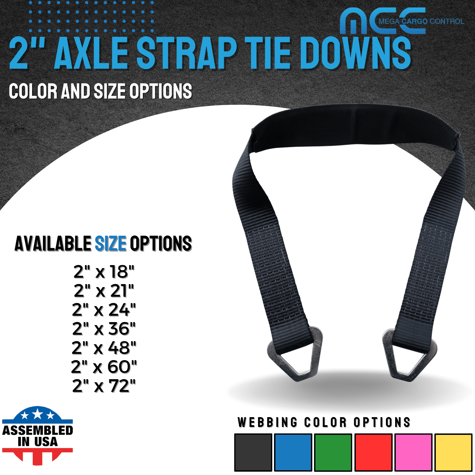 USA 4 Pack 2" x 18" Axle Strap Race Car Auto Hauler Tow Truck Wheel Tie Down