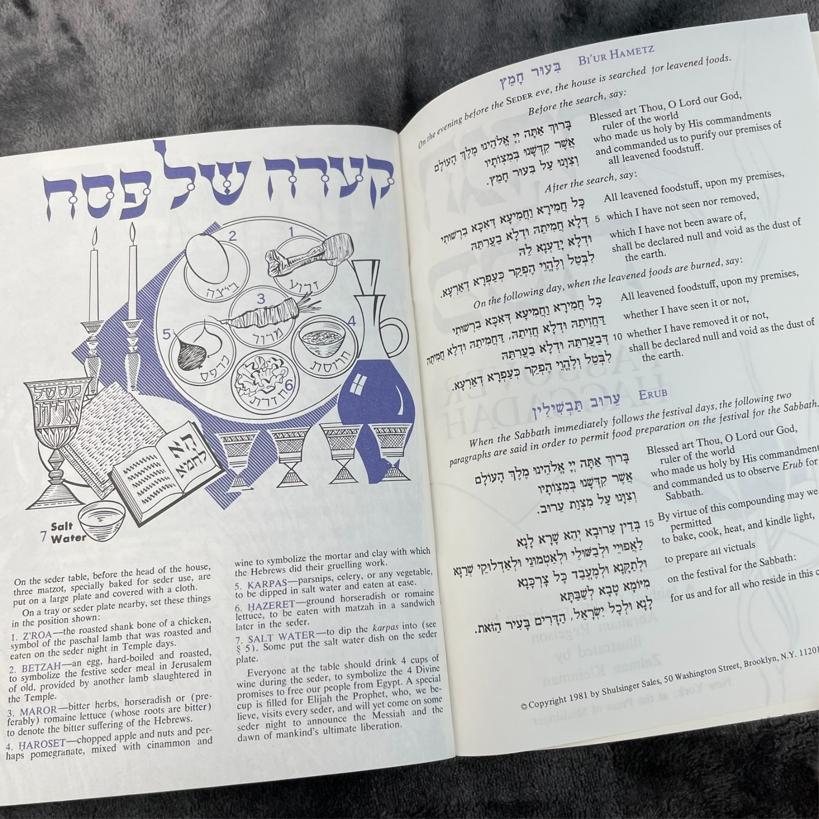Passover Haggadah Pamphlet Shulsinger Illustrated Zalman Kleinman 1991