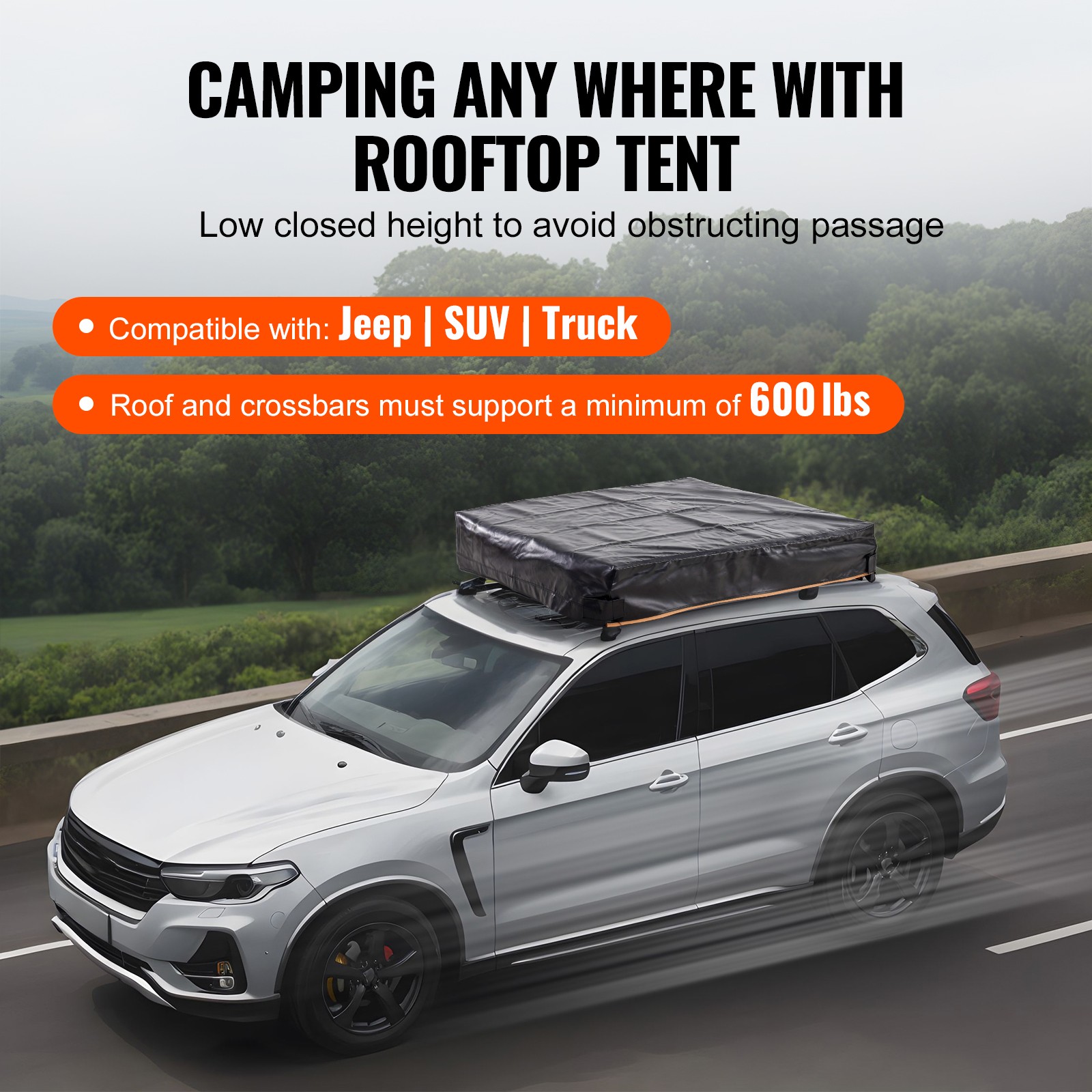 Soft Shell Roof Top Tent w/ Ladder for 2-3 Person Waterproof for Jeep SUV Truck
