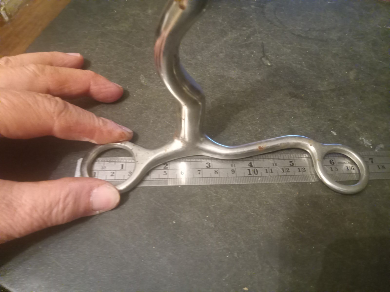 Used Pony Curb bit 4 3/4 in ported mouth native American conchos