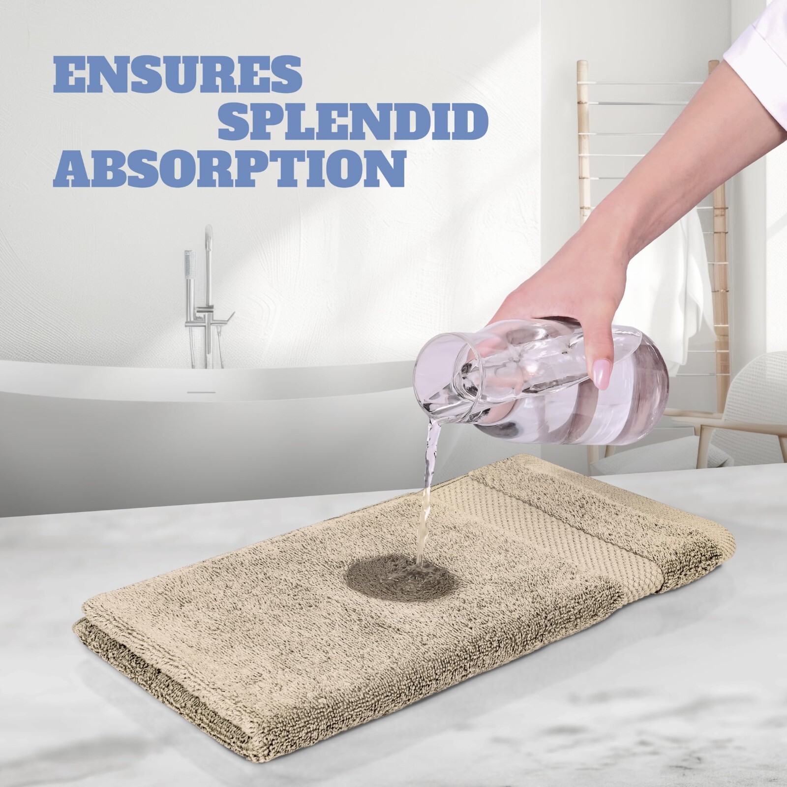 Hand Towels Cotton - Soft & Absorbent - 16x27 Inch - 12 Pack - Taupe Wealuxe