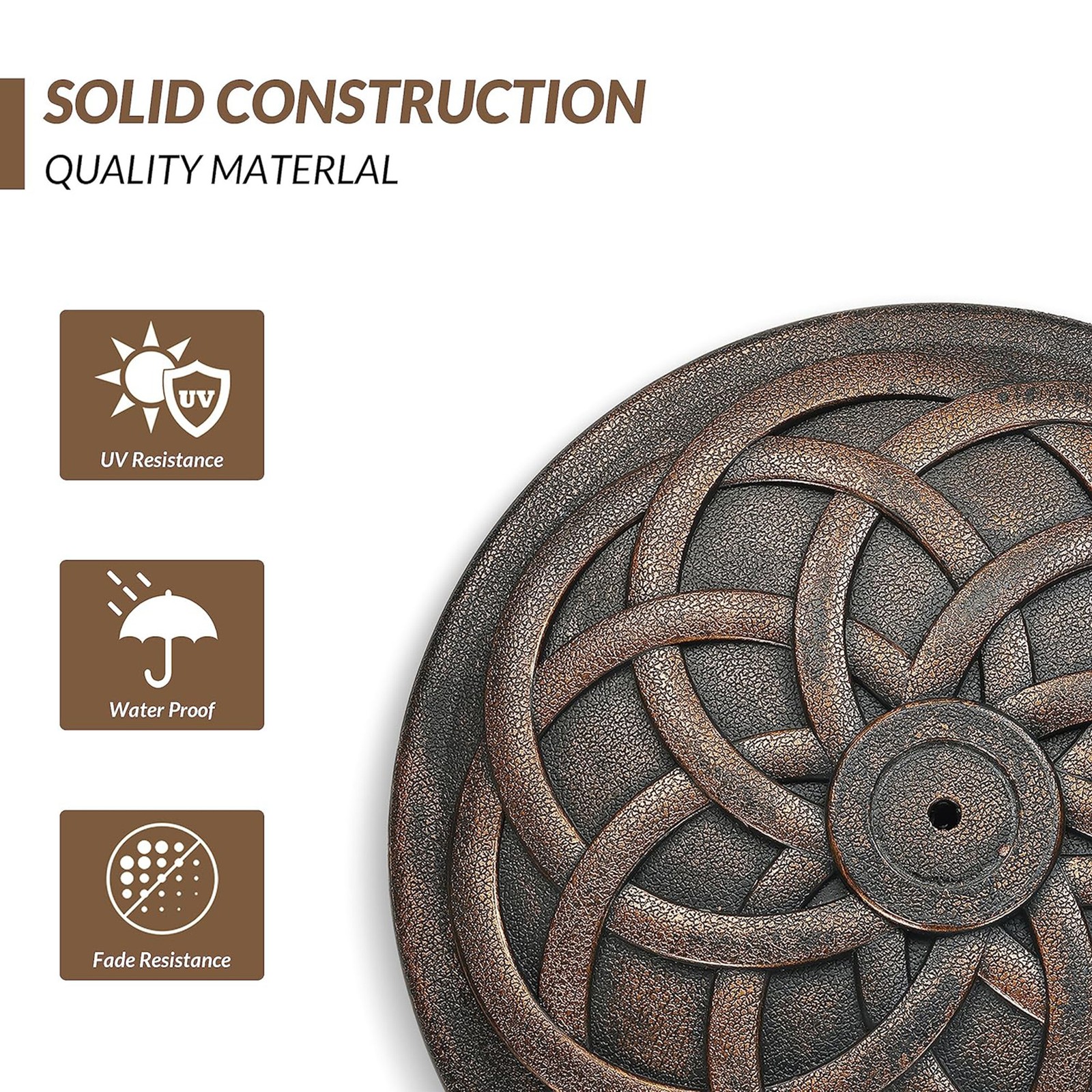 Elevon 35 Pound Outdoor Umbrella Base for Garden and Patio, Bronze (Open Box)