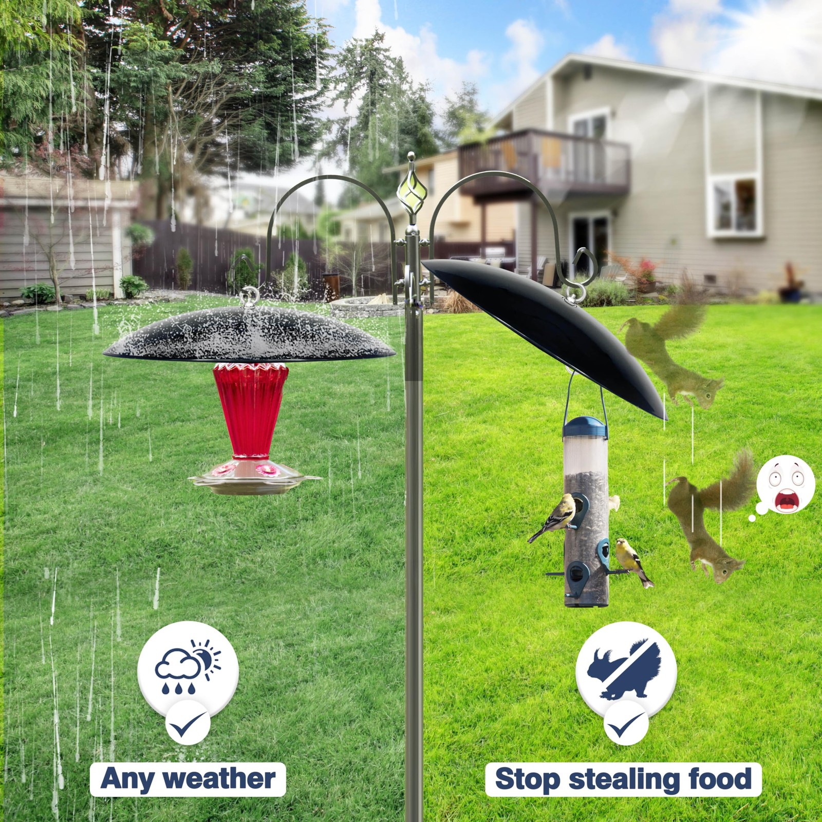 13" Bird Feeder Rain Guard, Hummingbird Feeders Shade Dome 1 Pack, Black