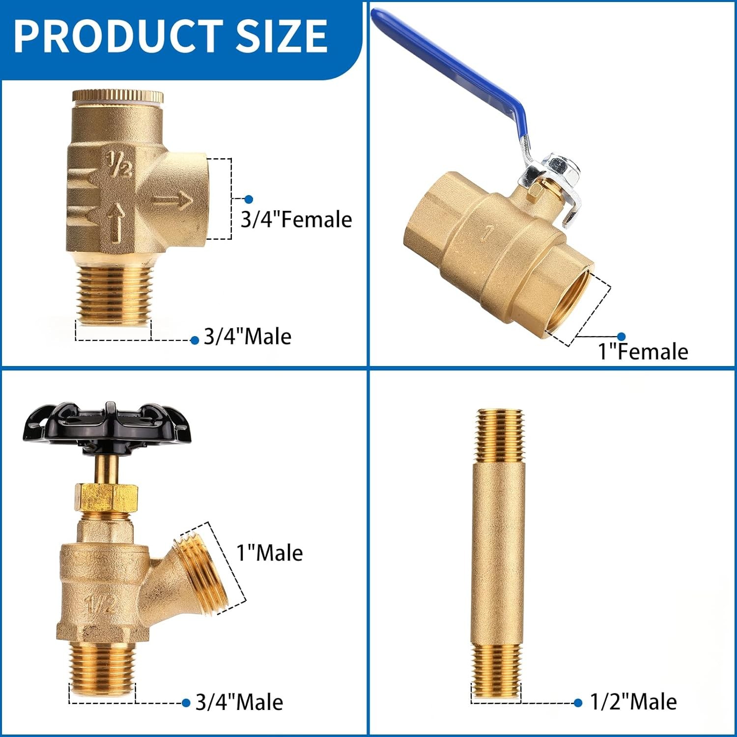 1 X 11 Well Pressure Tank Tee Kit For Water Well 40/60psi Pressure Switch Brass