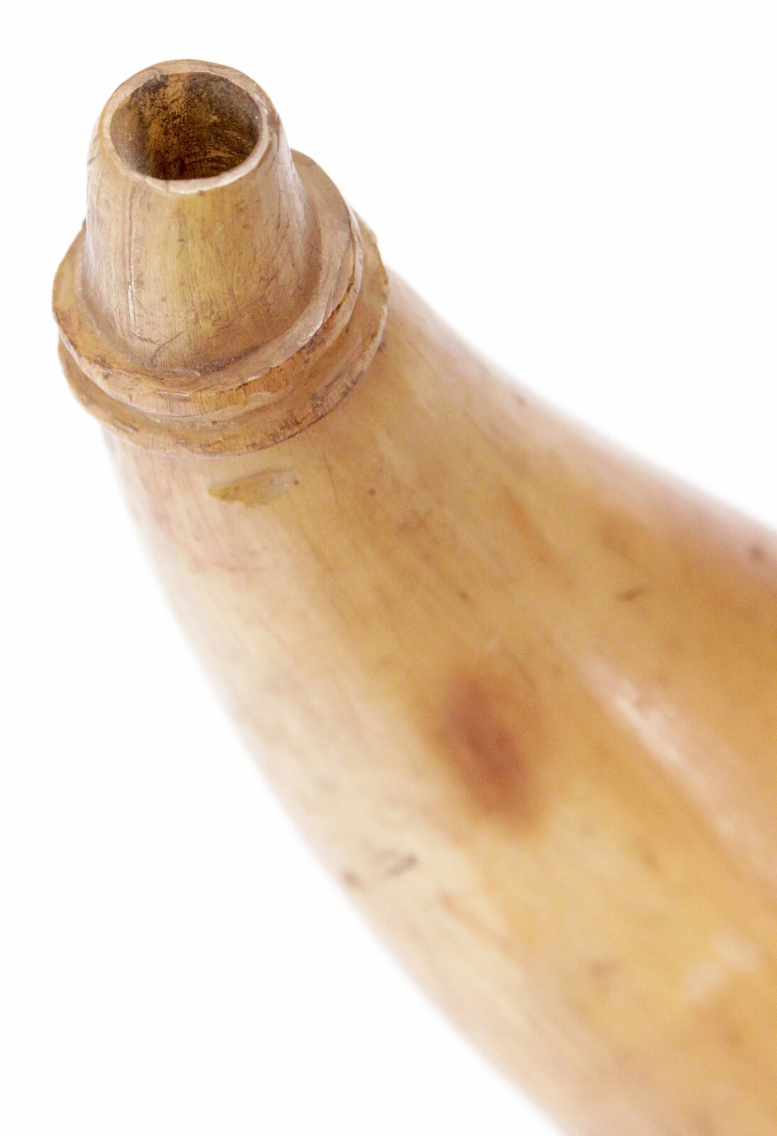 Antique 19th Century American Translucent Cow Horn Powder Horn Flask Old