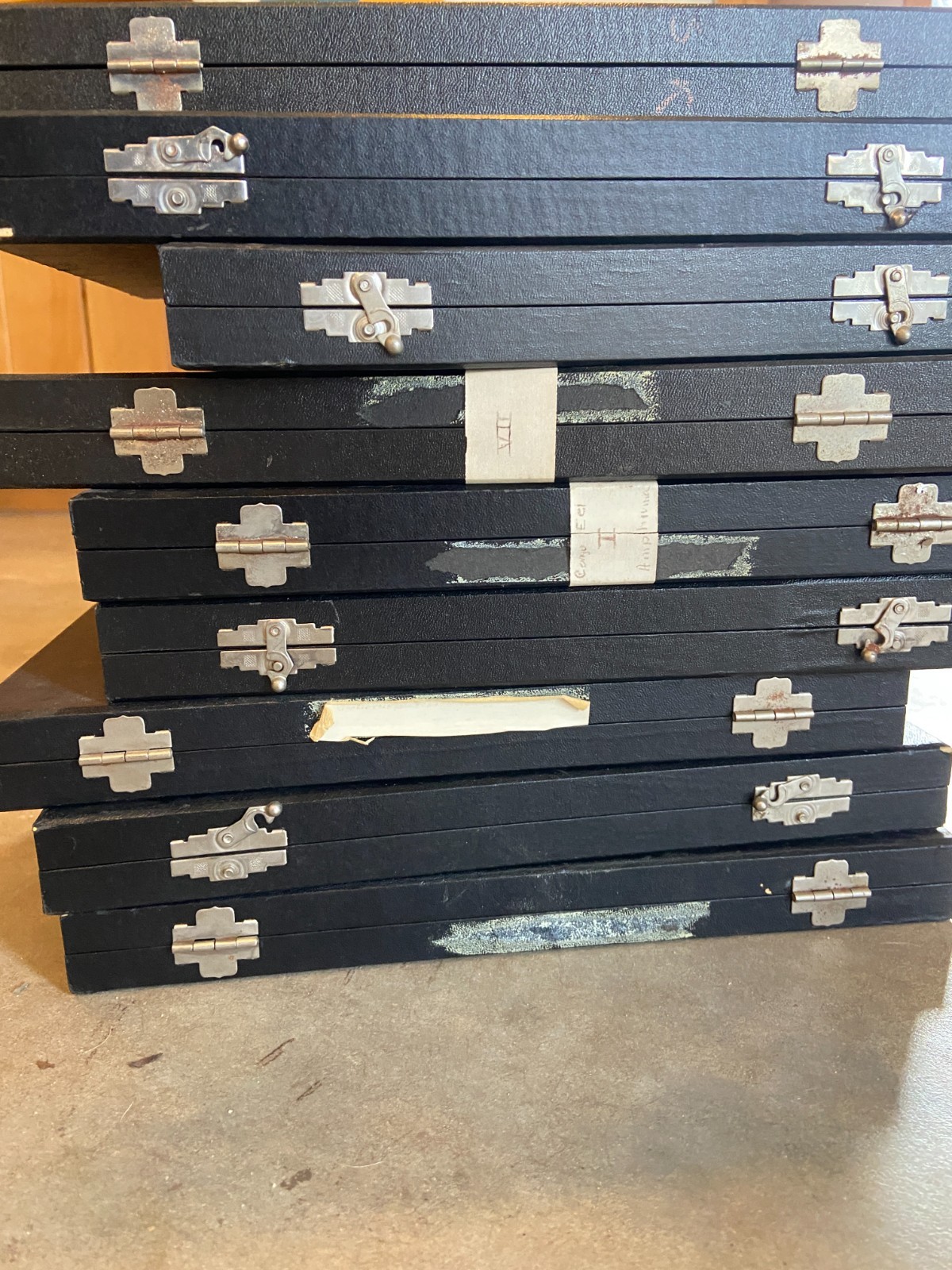 Vintage Microscope Slide Storage Box holds 100 Glass Slides Qty 8