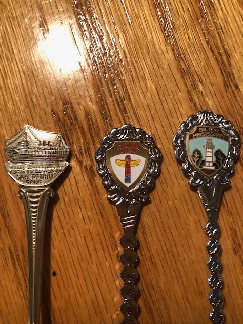 Lot of 5 Vintage Collector Souvenir Spoons San Pedro ketchikan Biloxi