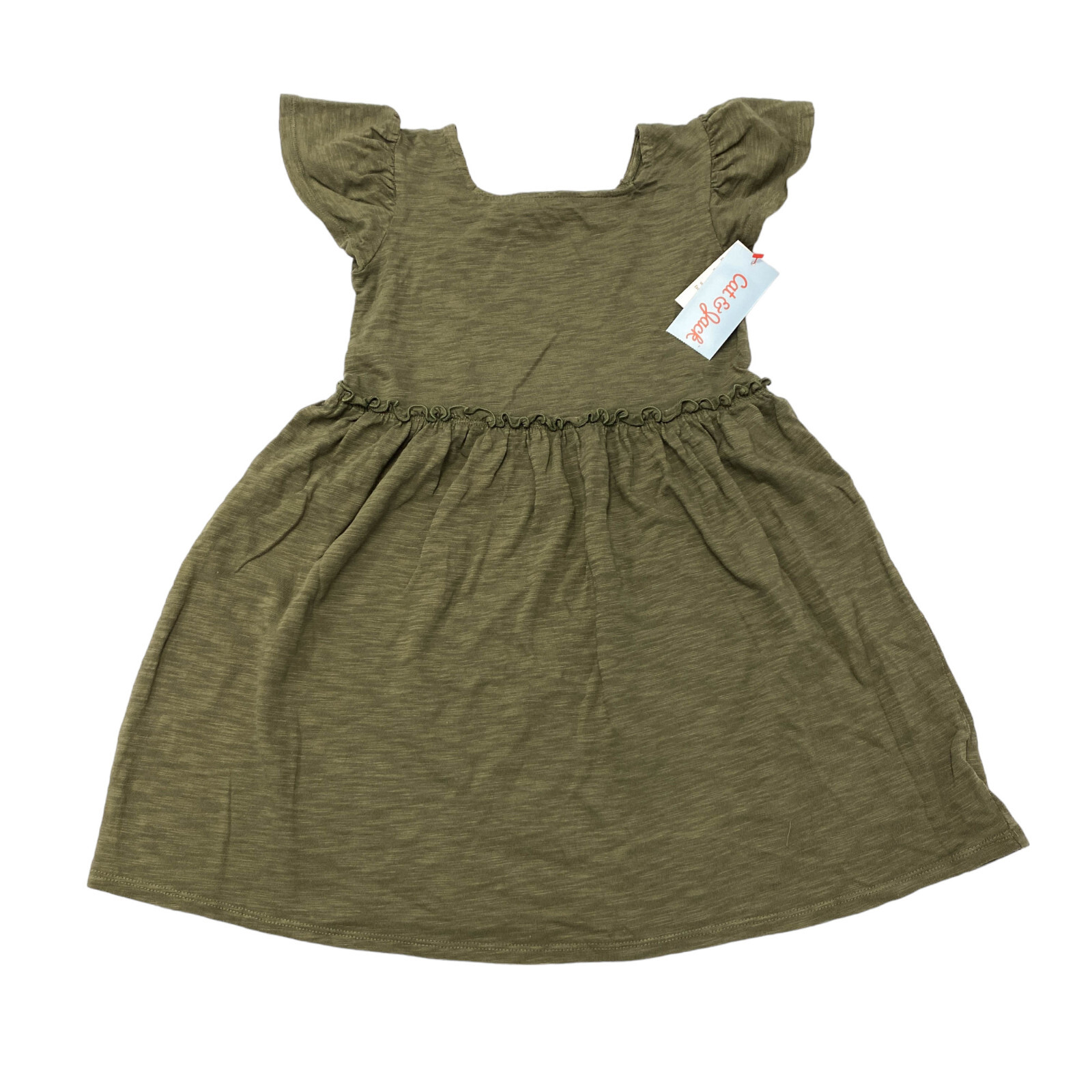 Cat & Jack Toddler Girls Size 5T Cap Sleeve Dress Olive Green