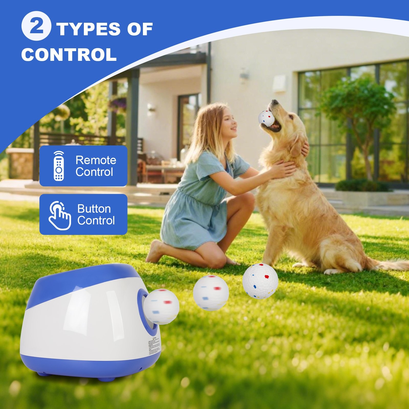 3 Modes Automatic Dog Ball Launcher 40-80FT 8 ETPU Balls Remote Control Toy