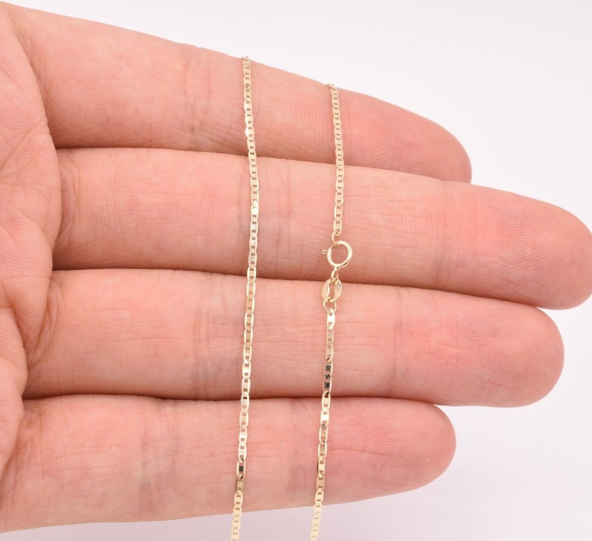 1.2mm Mariner Anchor Link Chain Necklace Real Solid 10K Yellow Gold