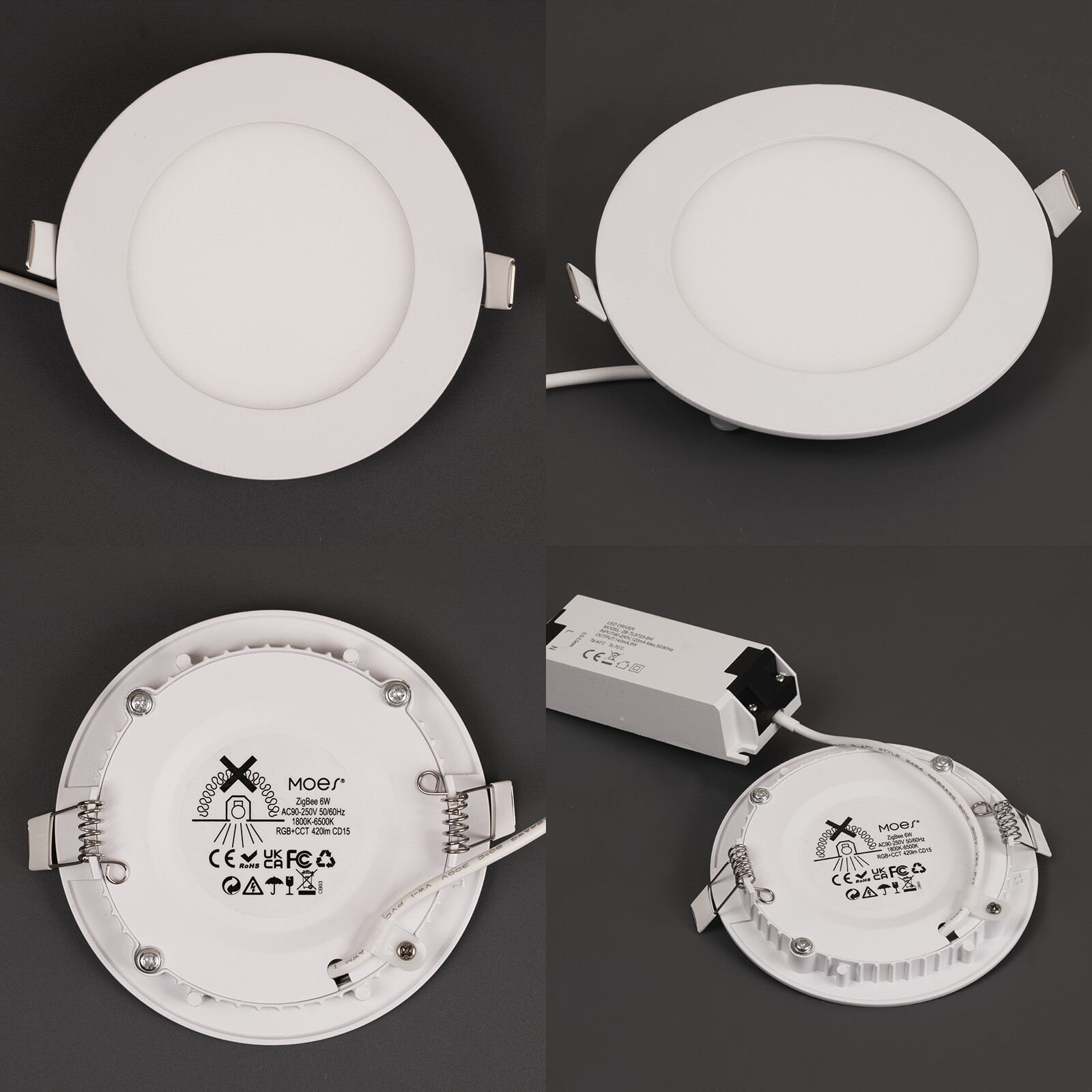 MOES ZigBee Smart LED Downlight Dimmable Ultrathin Spot Lamp Bulb 4.7" 6W RGB CW