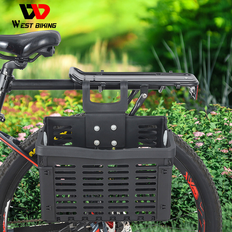 Foldable Bike Front Rear Basket Bicycle Handlebar Rack Pack Carrier Basket Black