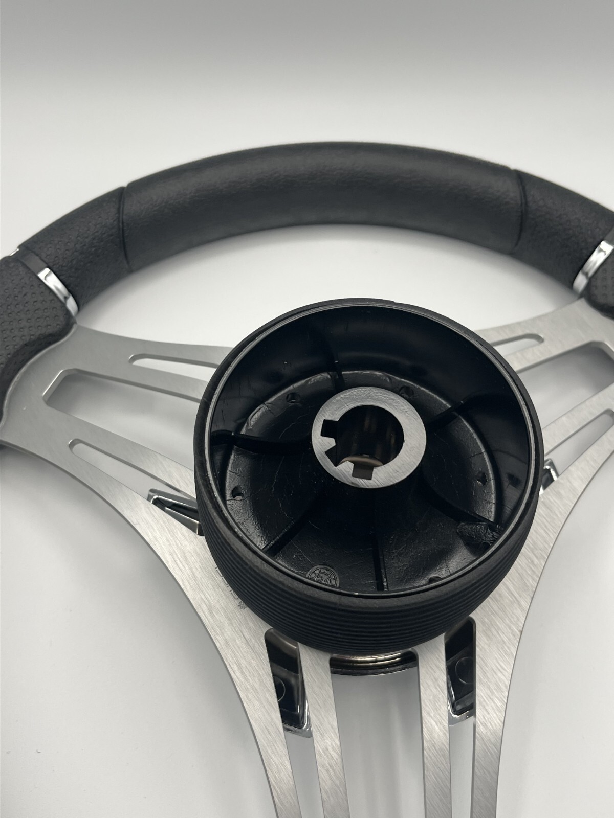 Verona Boat Steering Wheel Gray Brushed Aluminum Spokes KEYED or SPLINED HUB