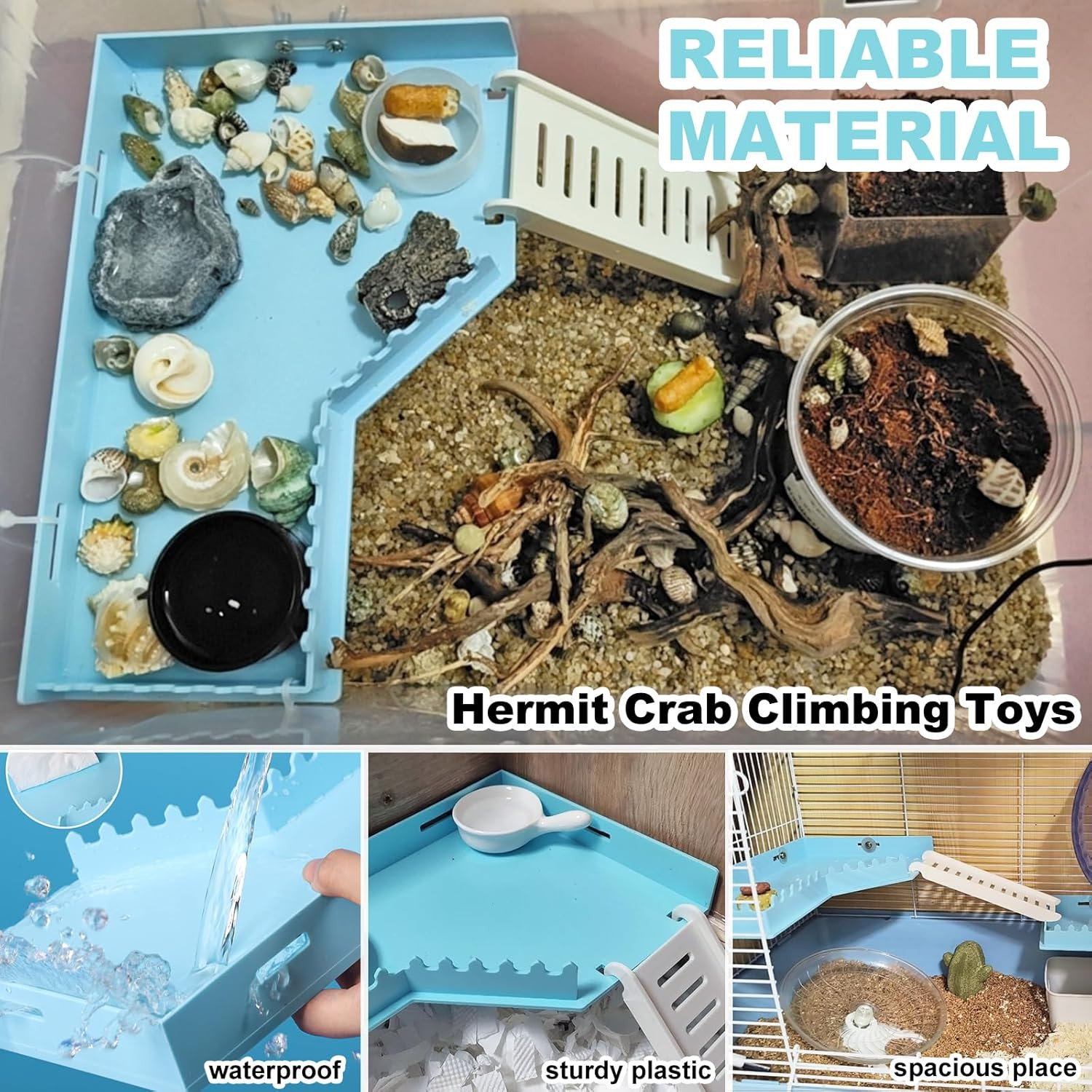 Hermit Crab Accessories - Platform with Ladder and Food Dish, Hermit Crab Climbi