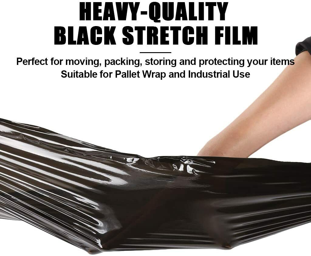 80 GAUGE - 4 Rolls Black Shrink Wrap Stretch Film 18" X 1000' Total 4000 FT