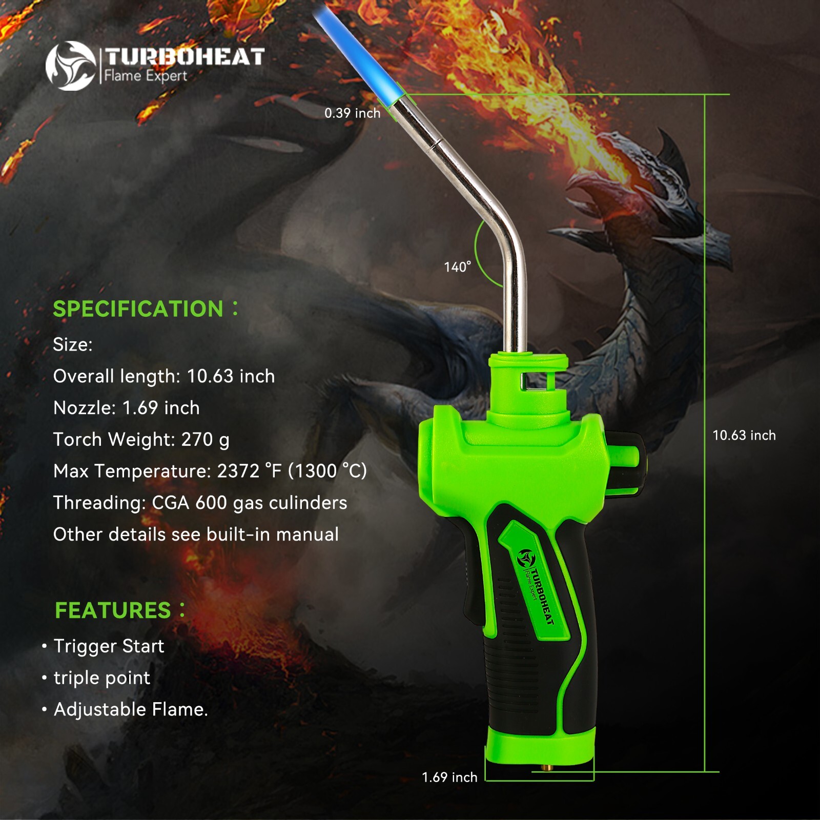 Propane Torch Trigger Start Propane Torch Head with Igniter All-Purpose MAPP Gas