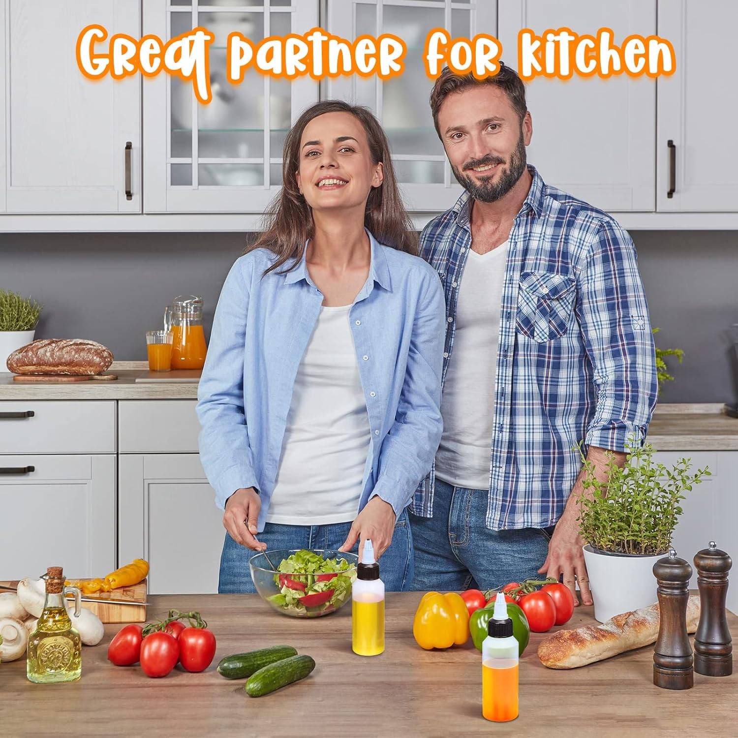 Honeydak 50 Pcs 2 Oz Squeeze Bottles Dispensing Plastic Squeeze with Twist Cap S