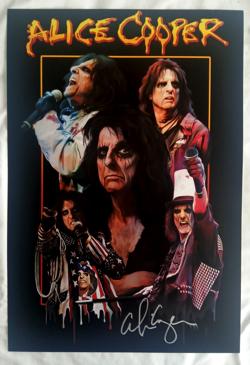 Alice Cooper Hand Signed poster and Backstage Pass Meet and Greet Rare 2023