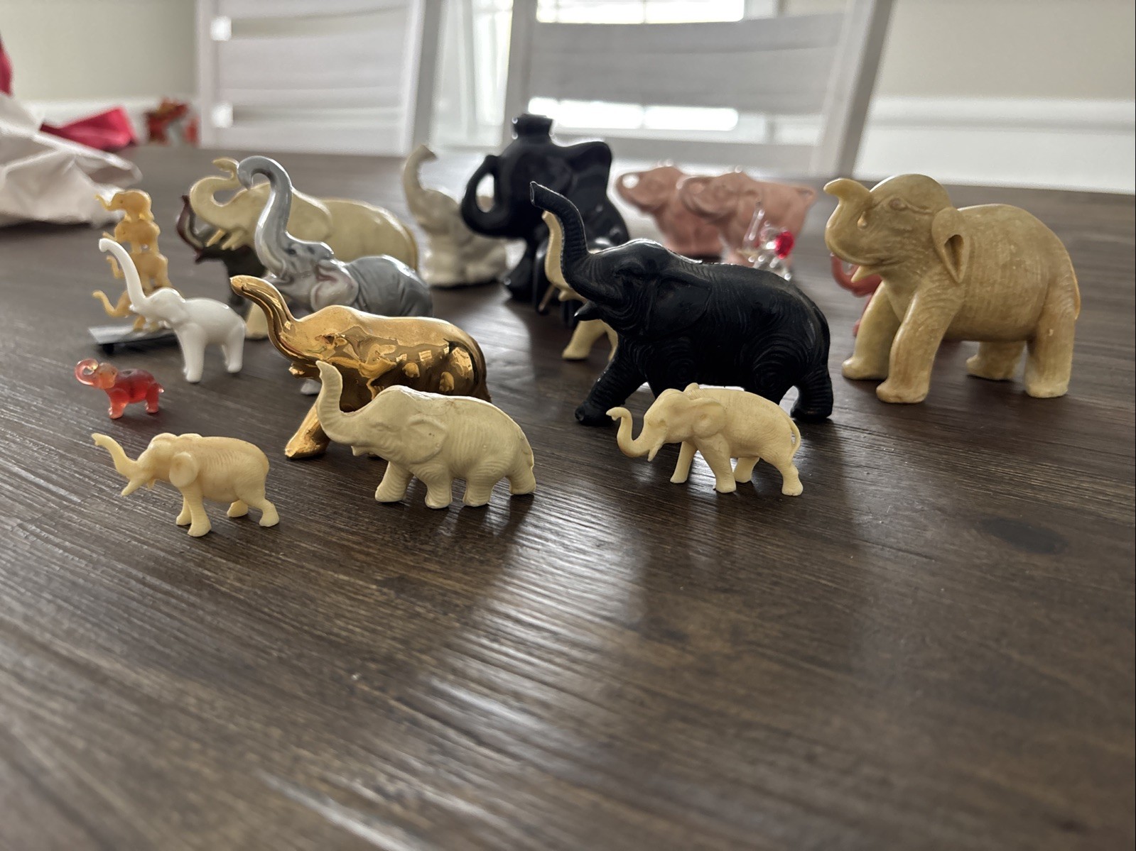 Large Vintage Elephant Figurine Collection – Stone, Resin, Gold Tone – 22 Piece